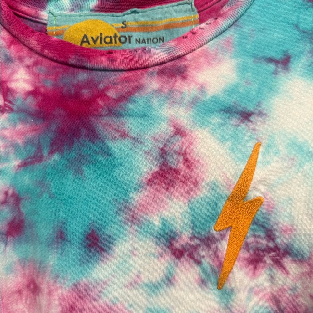 *EUC* Aviator Nation Tie-Dye Short Sleeve Tee - Pink and Blue - Picture 5 of 5